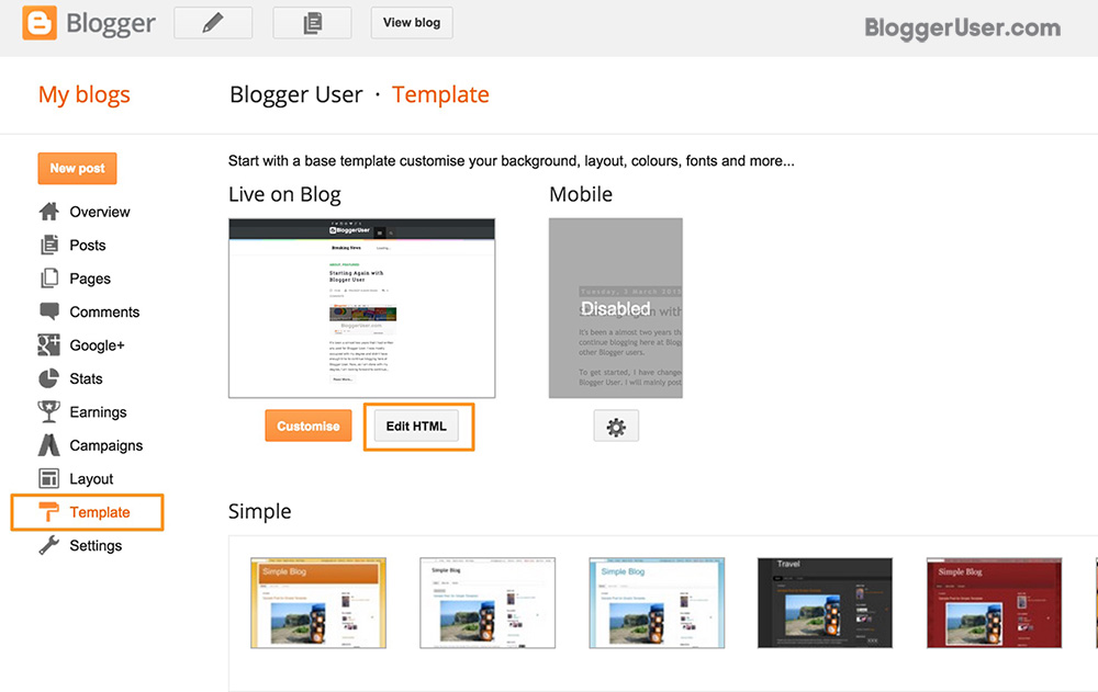 Blogger Template Edit HTML