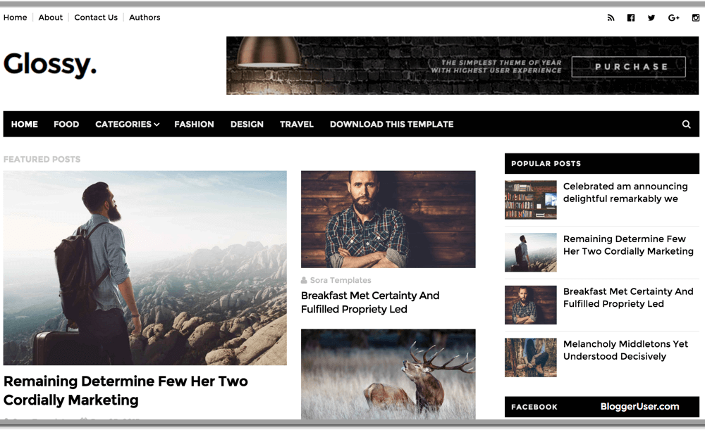 Glossy Blogger Template Preview Theme