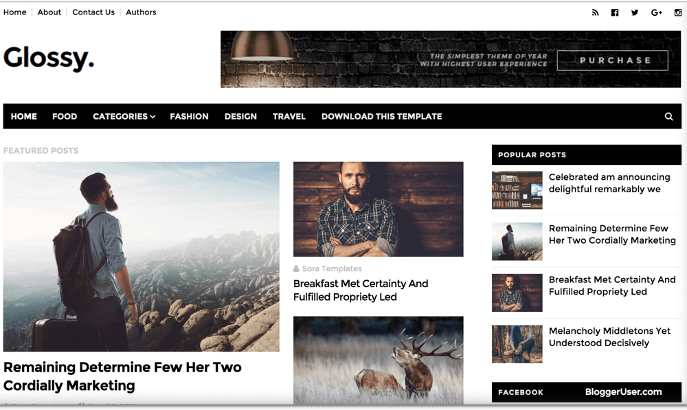 Glossy Blogger Template Theme Download